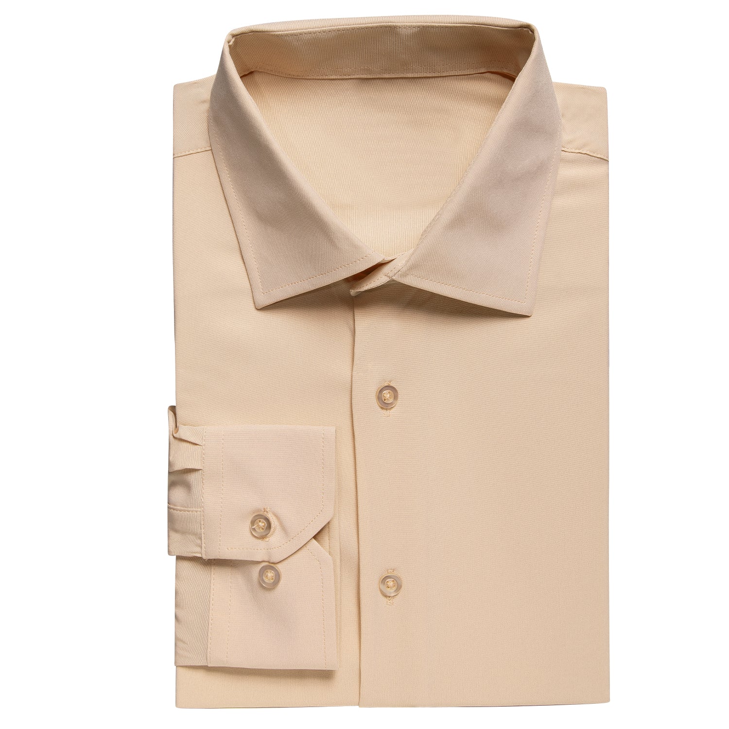 New Tan Men's Formal Silk  Solid Long Sleeve Shirt