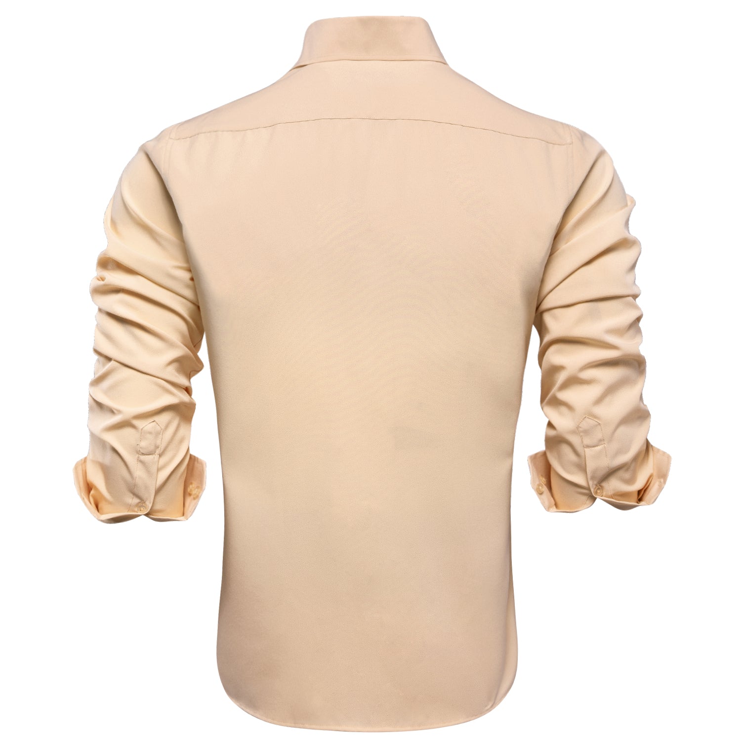 New Tan Men's Formal Silk  Solid Long Sleeve Shirt