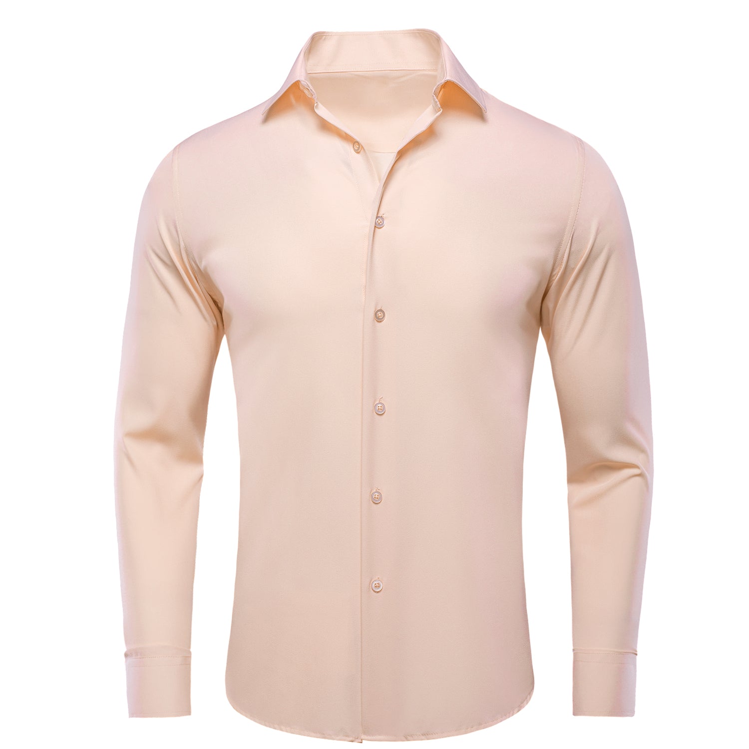 Light Pink Stretch Men's Long Sleeve Shirt