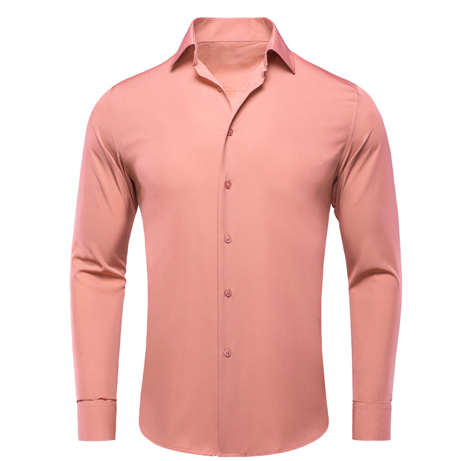 Coral Pink Stretch Men's Long Sleeve Shirt
