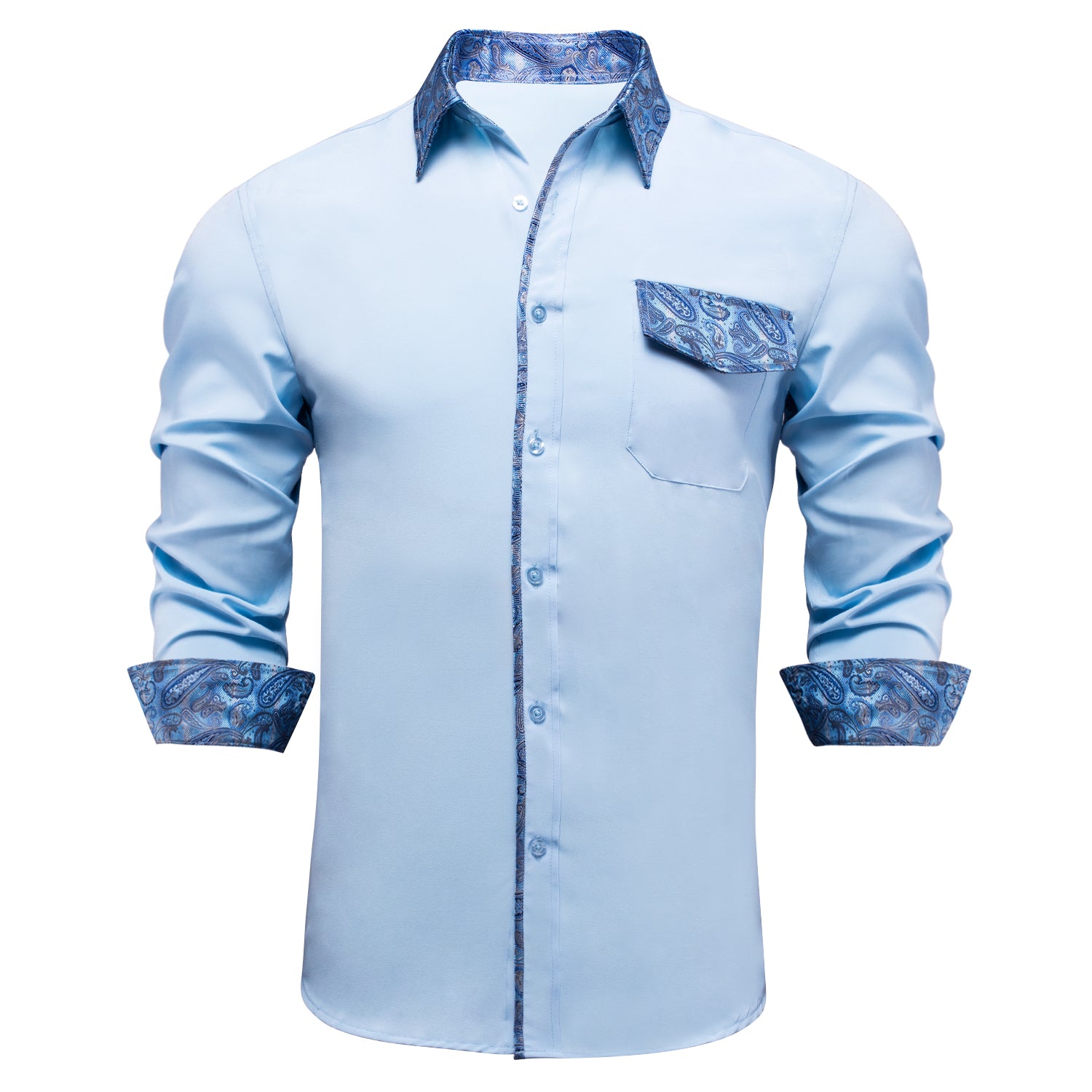 Clearance Sale New Arrival Fresh Light Blue Men's Stitching Shirt