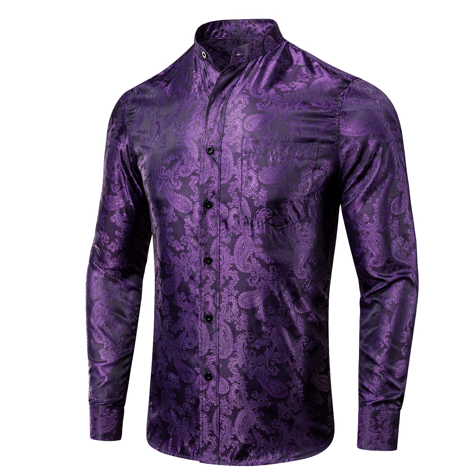 New Arrival Purple Paisley Silk Men's Shirt