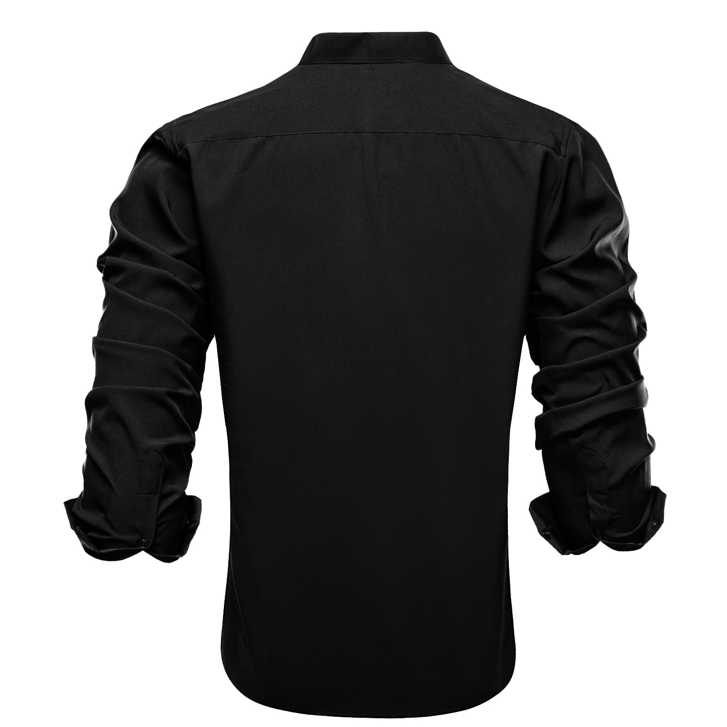 Black Solid Men's Long Sleeve Dress Shirt