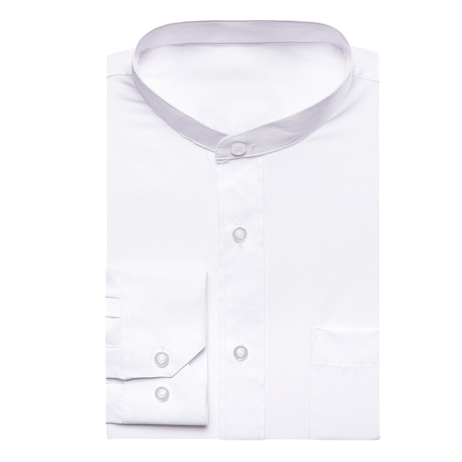 White Solid Men's Long Sleeve Dress Shirt