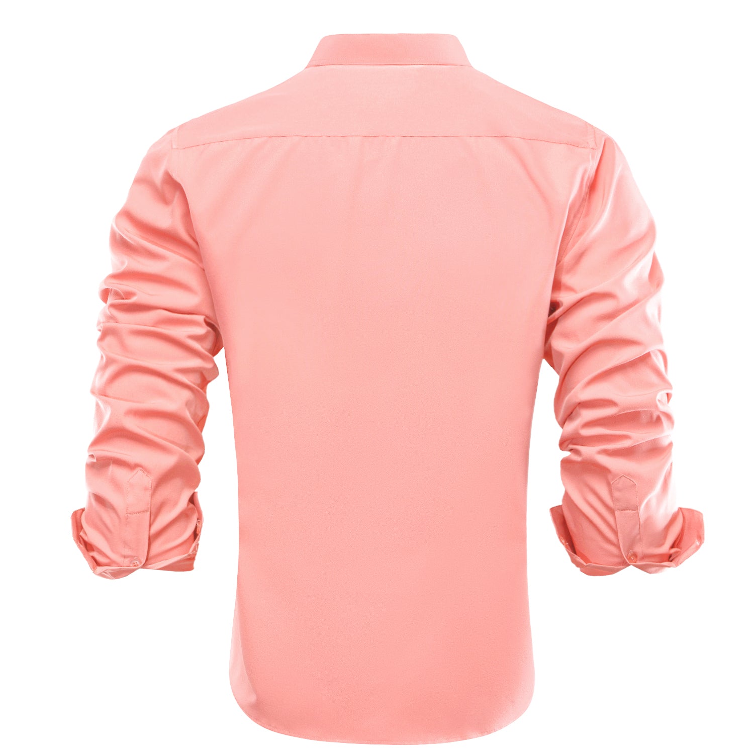 Coral Pink Solid Men's Long Sleeve Dress Shirt