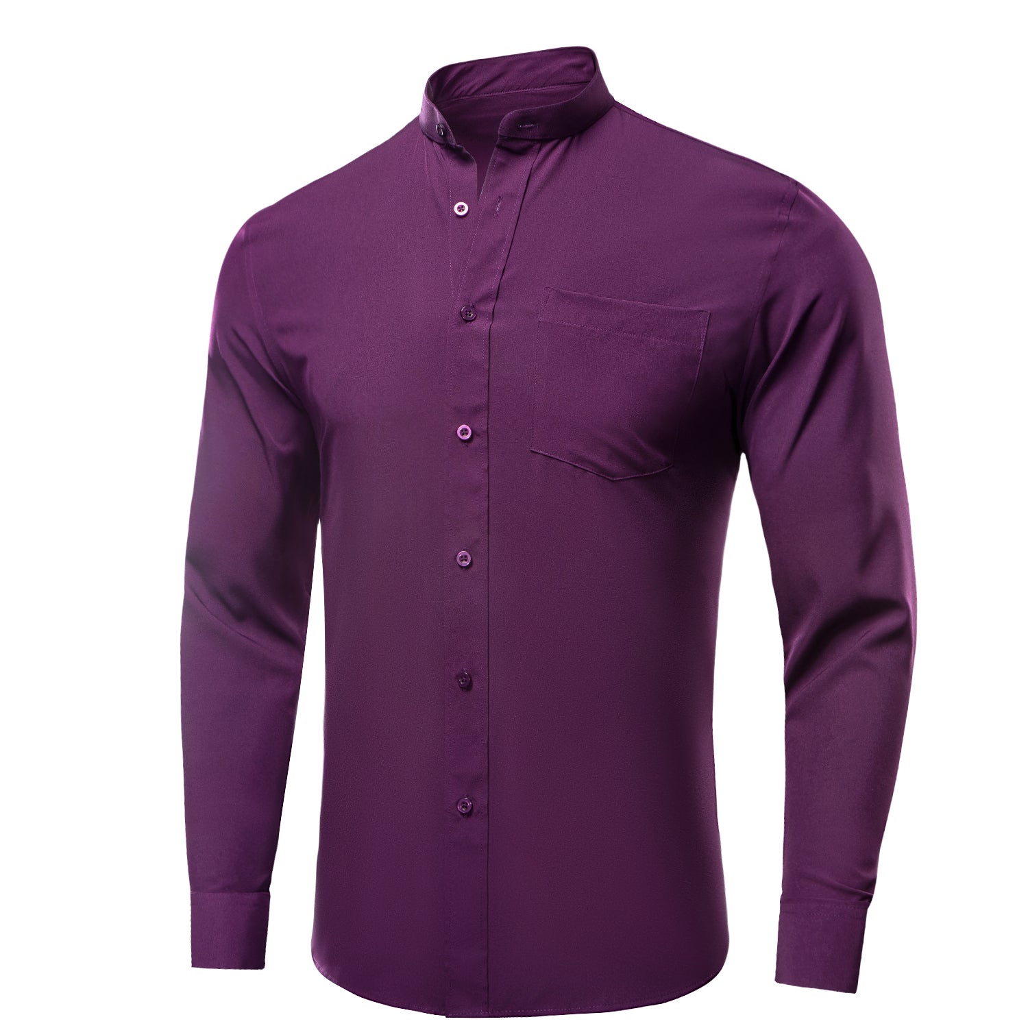 Deep Purple Solid  Men's Long Sleeve Dress Shirt