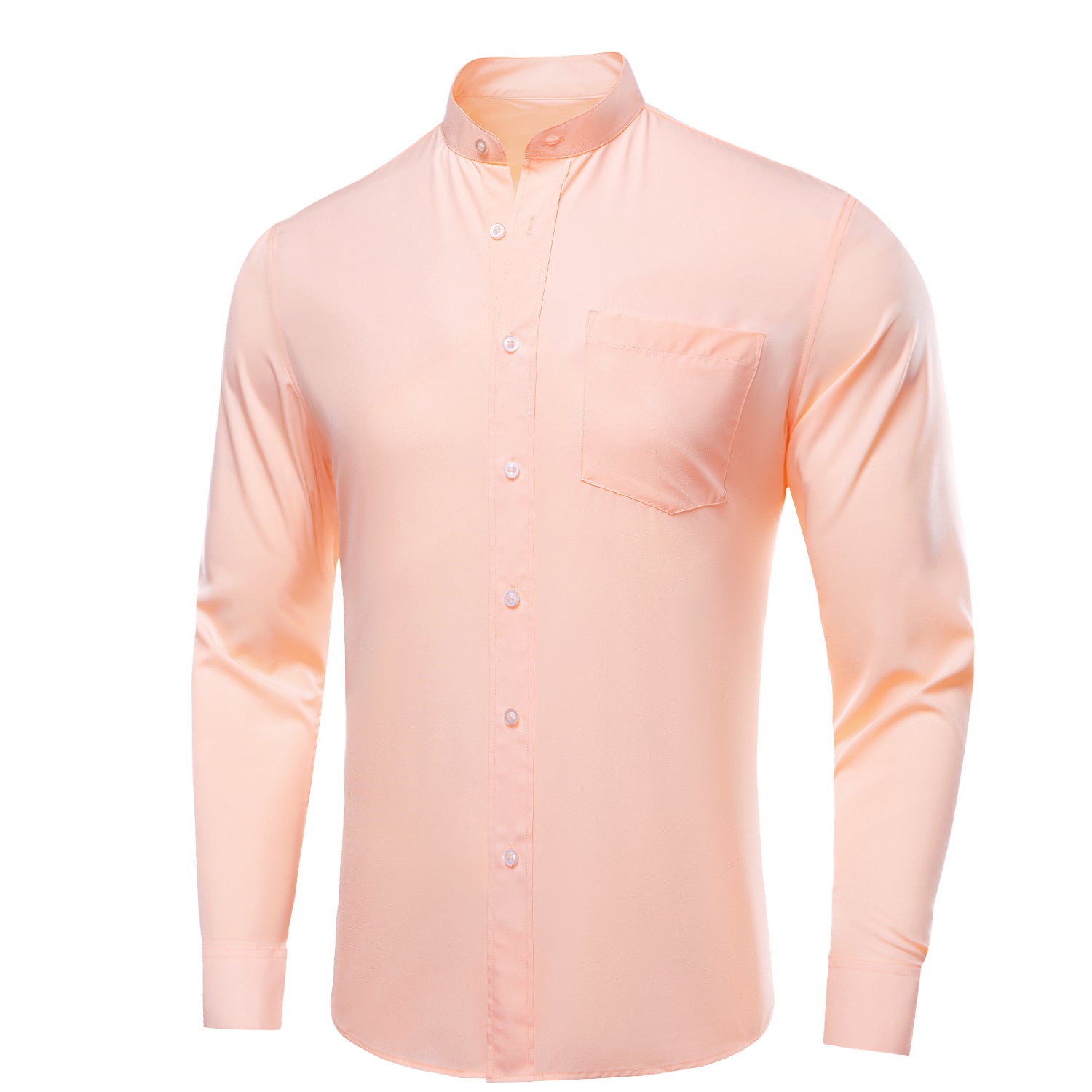 Baby Pink Solid  Men's Long Sleeve Dress Shirt