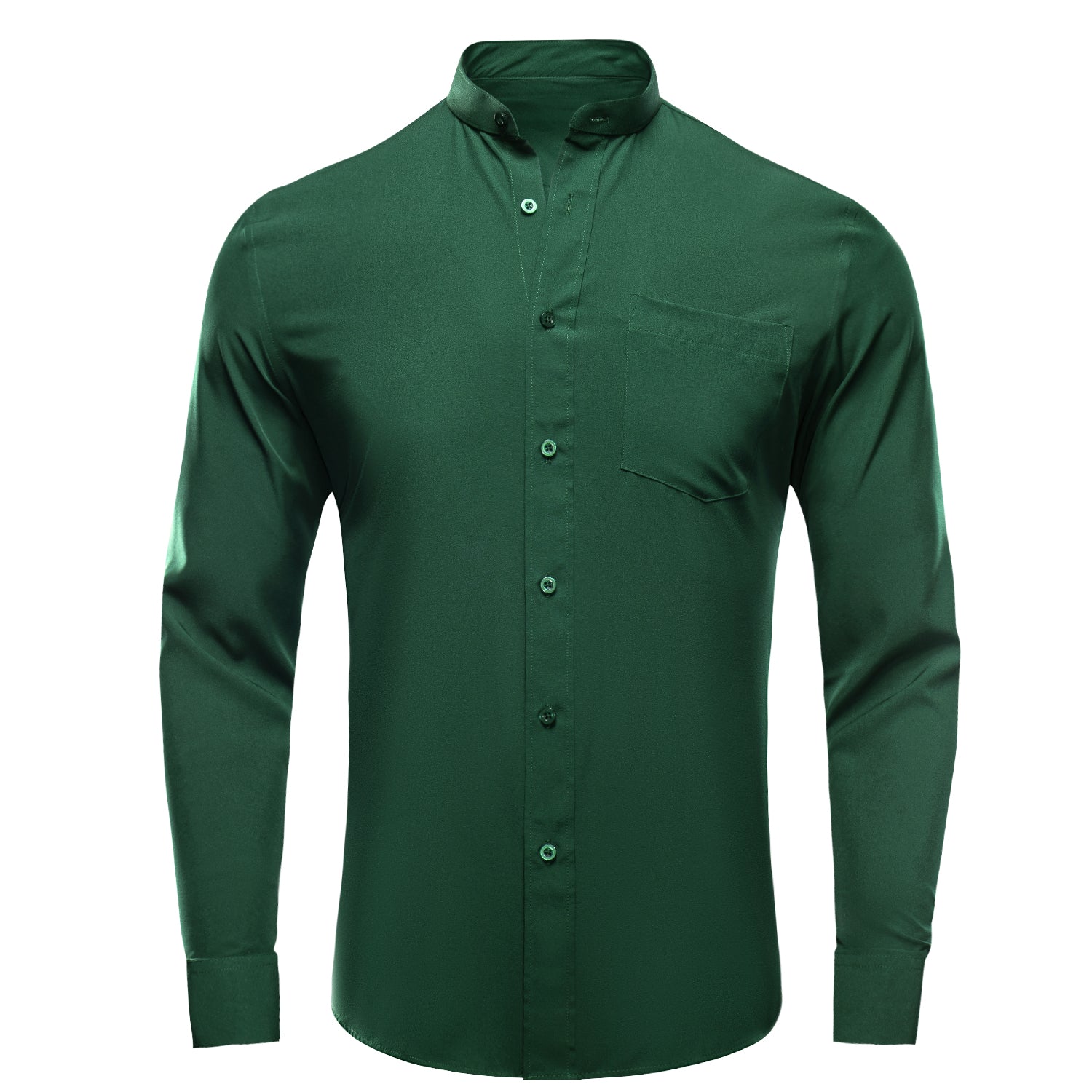 Emerald Green Solid Men's Long Sleeve Dress Shirt