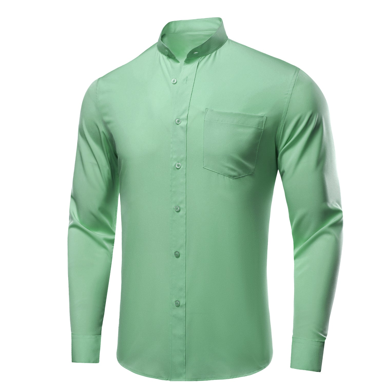 Mint Green Solid Men's Long Sleeve Dress Shirt