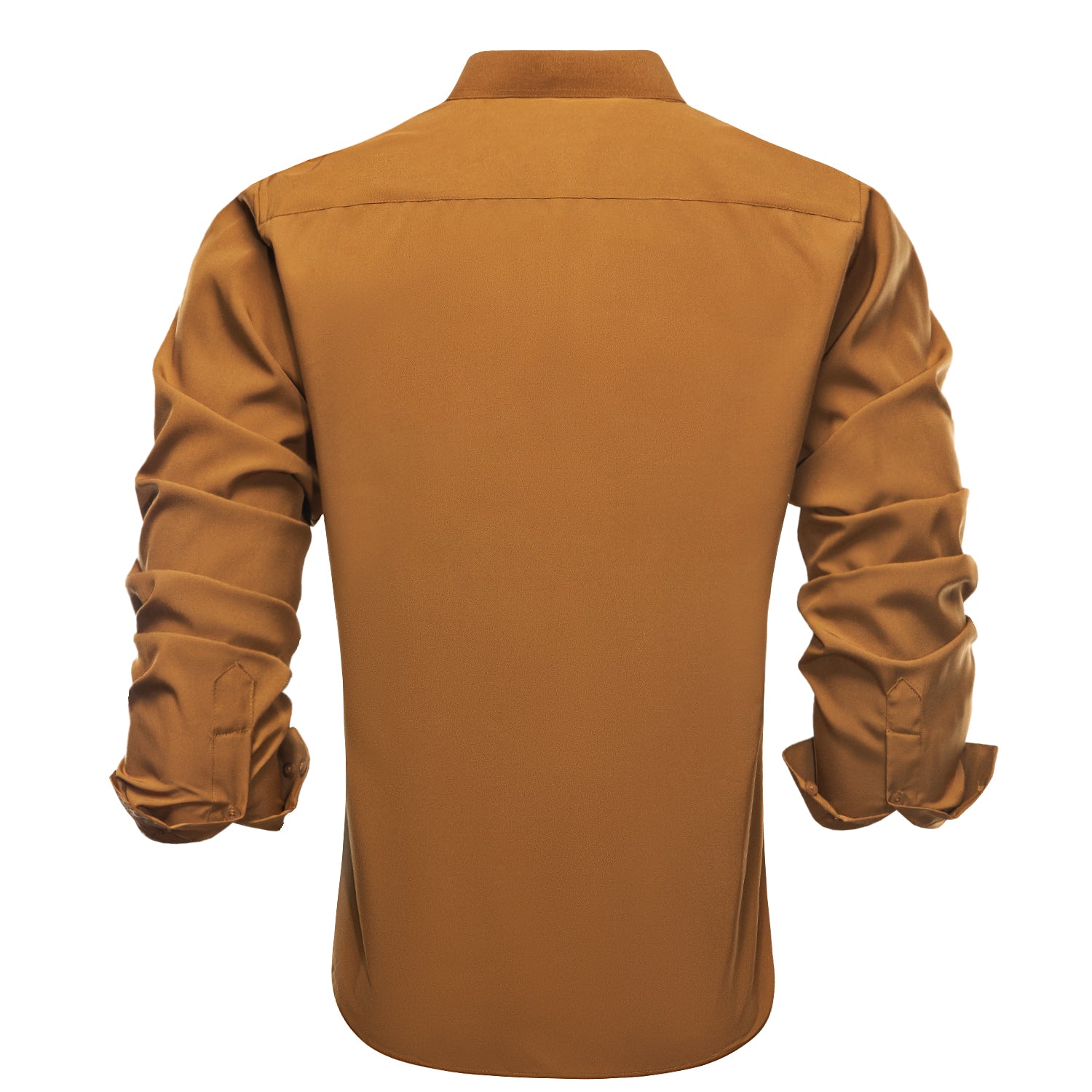 Brown Orange Solid Men's Long Sleeve Dress Shirt