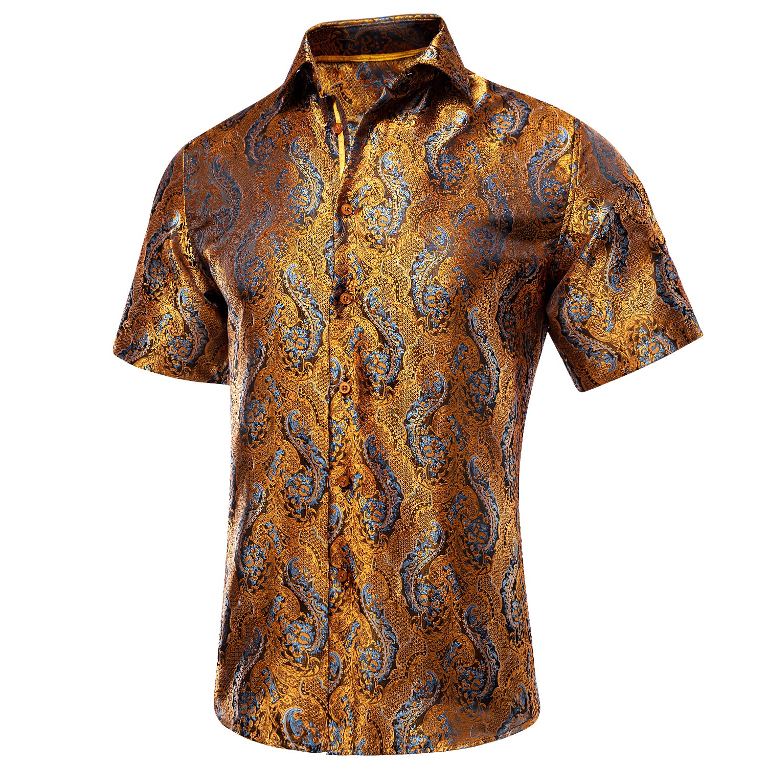 Golden Azure Paisley Men's Short Sleeve Shirt