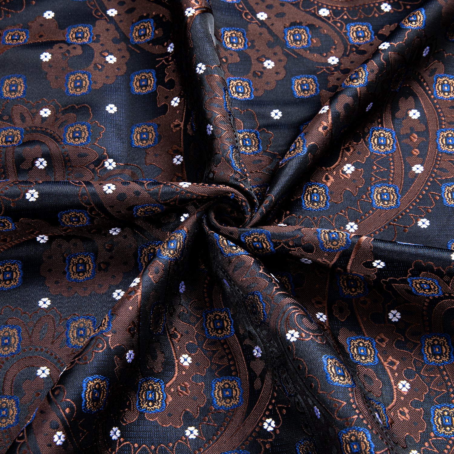 Blue Brown Novelty Paisley Silk Men's Short Sleeve Shirt