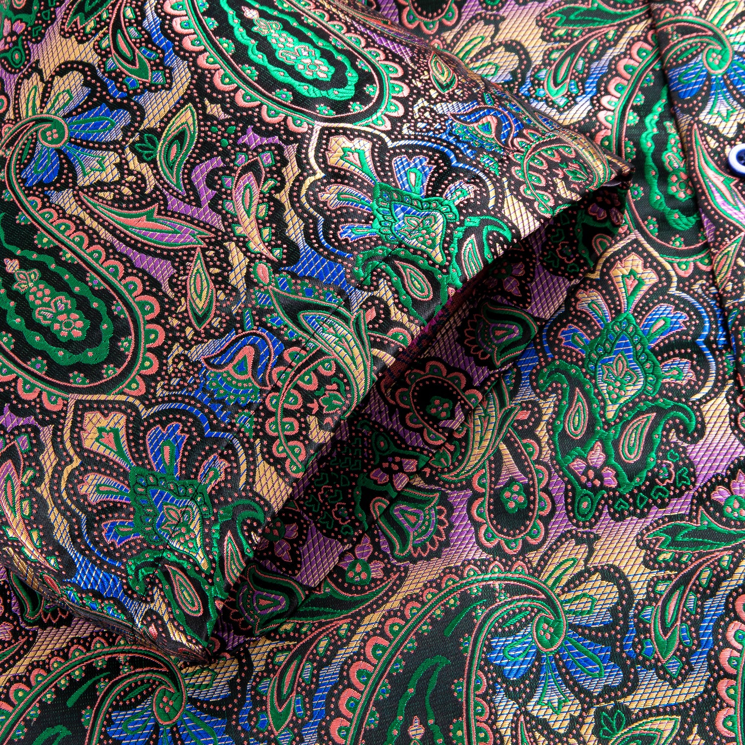 Colorful Paisley Silk Men's Short Sleeve Shirt Formal