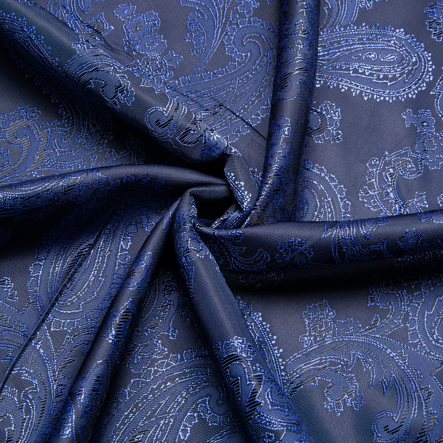 Dark Blue Paisley Silk Men's Short Sleeve Shirt