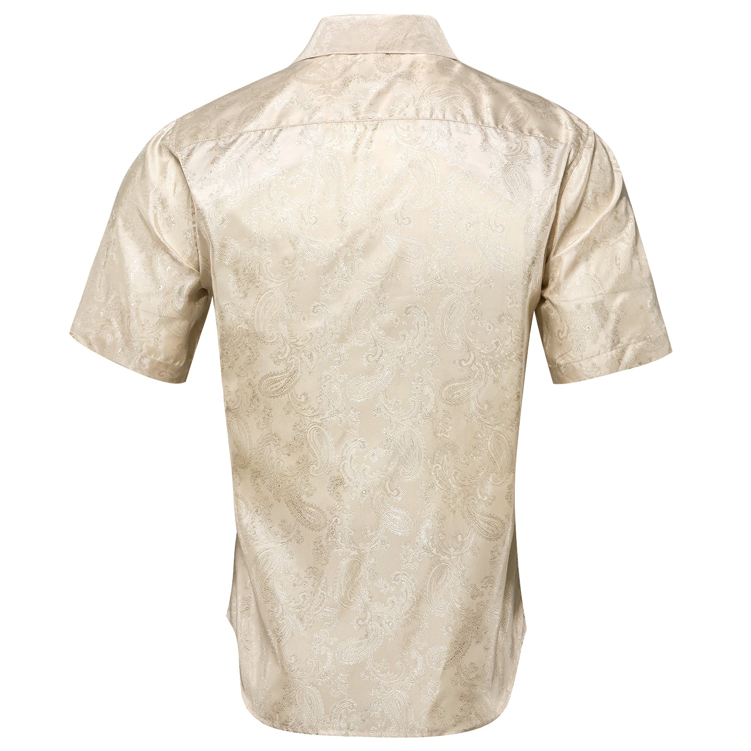 New Champagne Paisley Silk Men's Short Sleeve Shirt