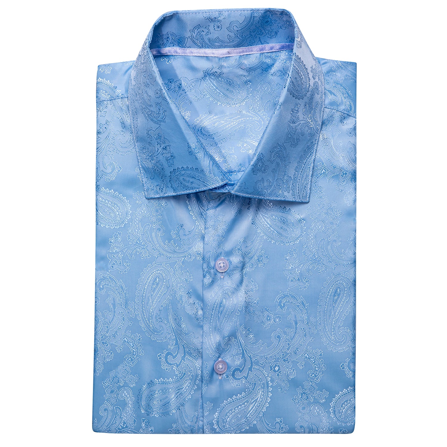 Sky Blue Paisley Silk Men's Short Sleeve Shirt