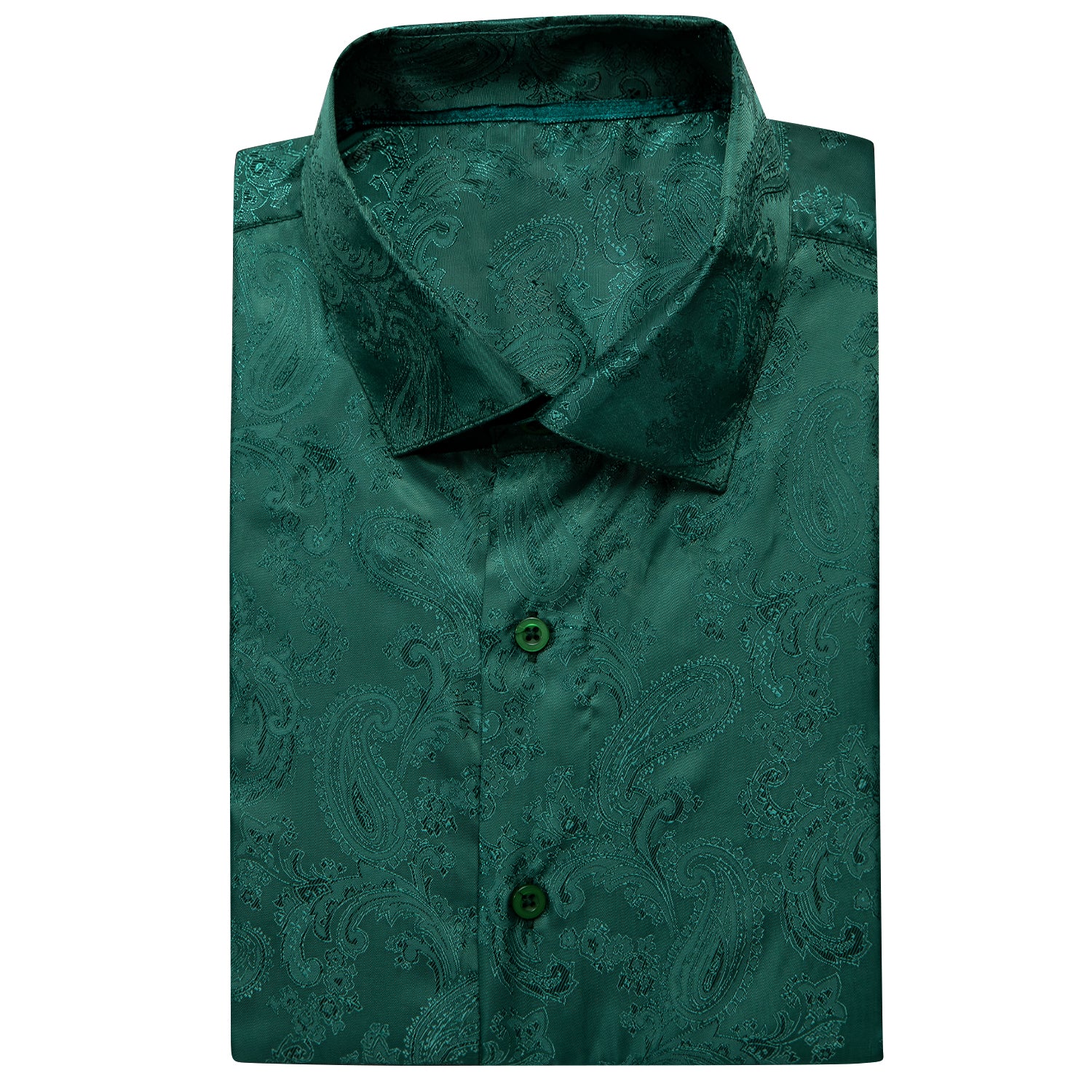 Dark Green Paisley Silk Men's Short Sleeve Shirt