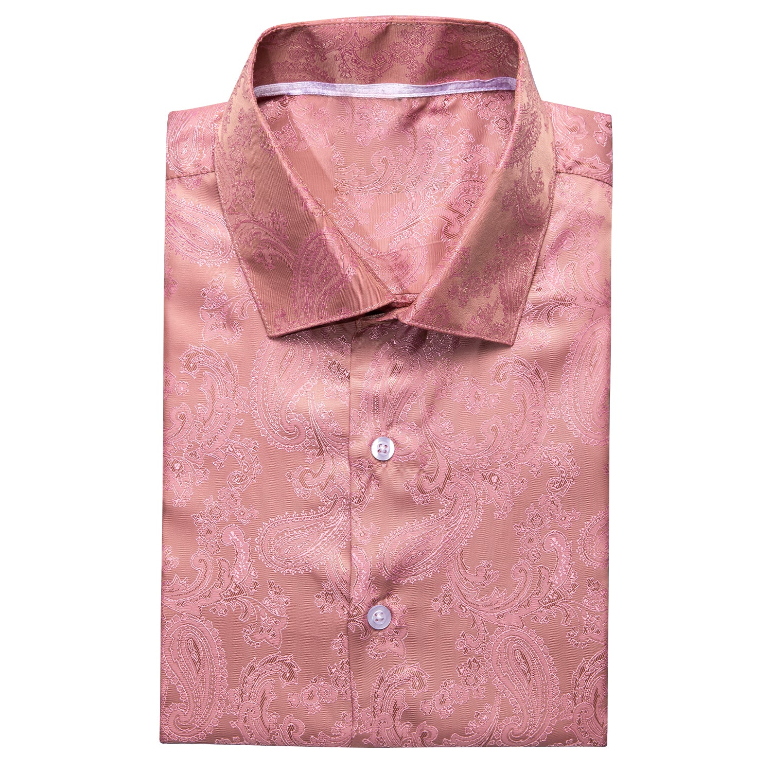 Pale Pink Paisley Silk Men's Short Sleeve Shirt