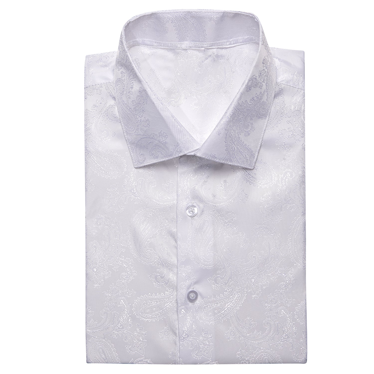 White Paisley Silk Men's Short Sleeve Shirt