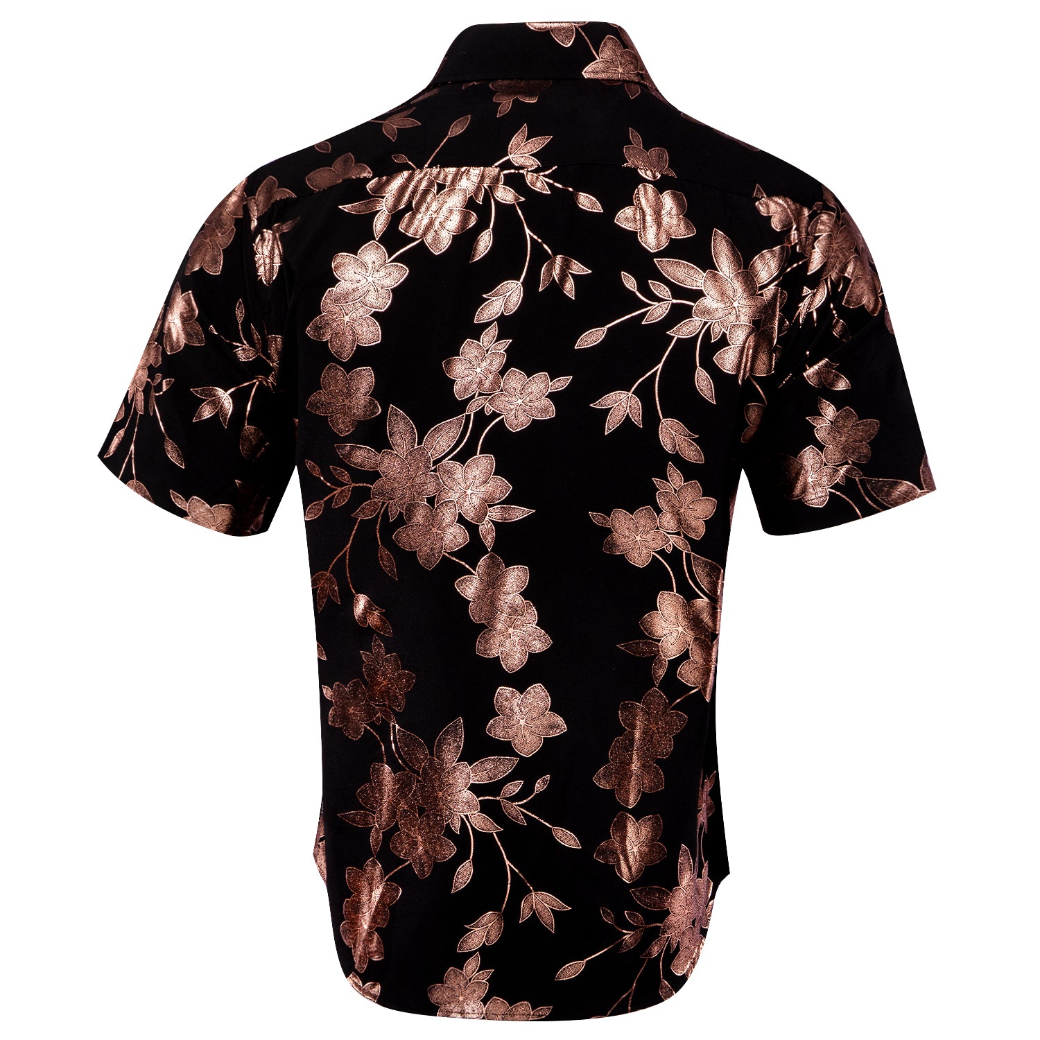 New Black Brown Floral Men's Short Sleeve Shirt