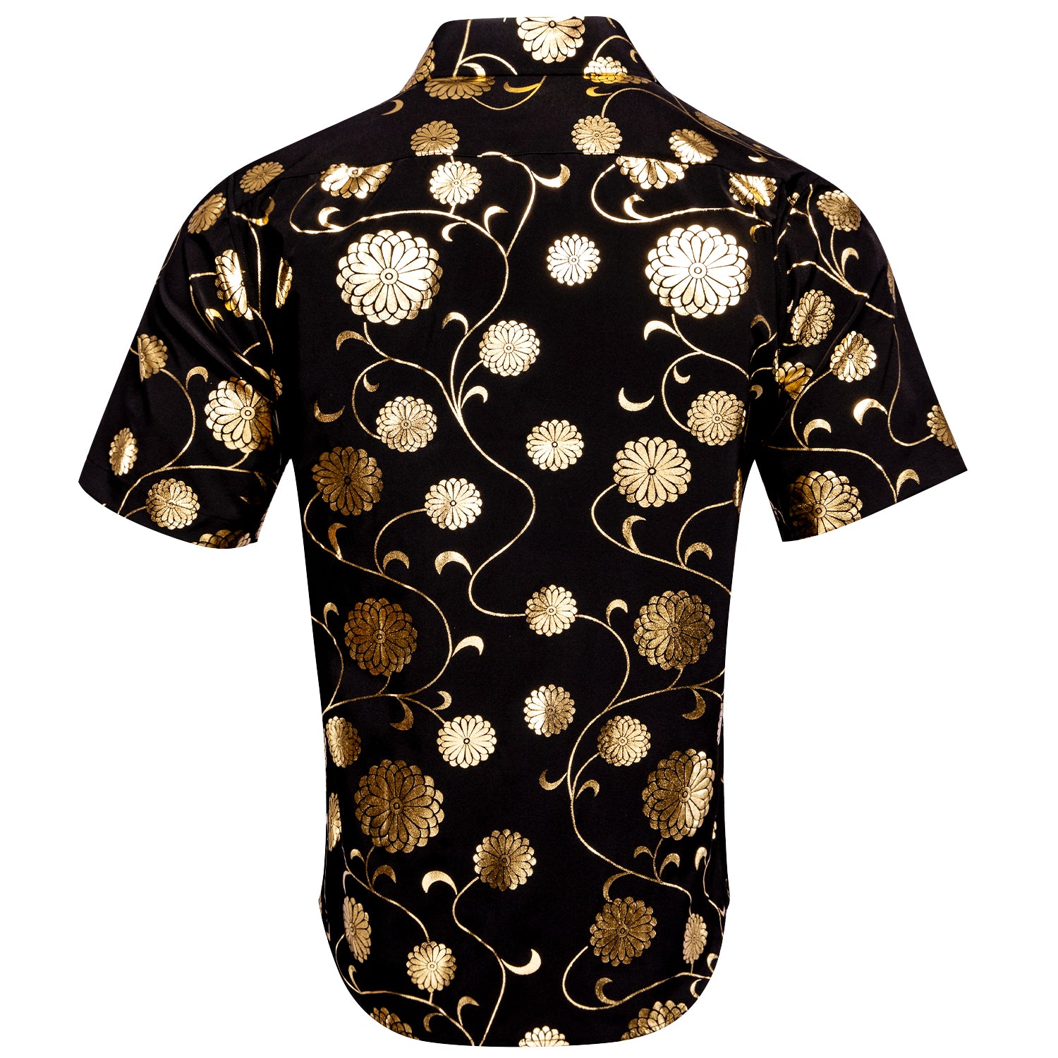 New Black Champagne Flower Men's Short Sleeve Shirt