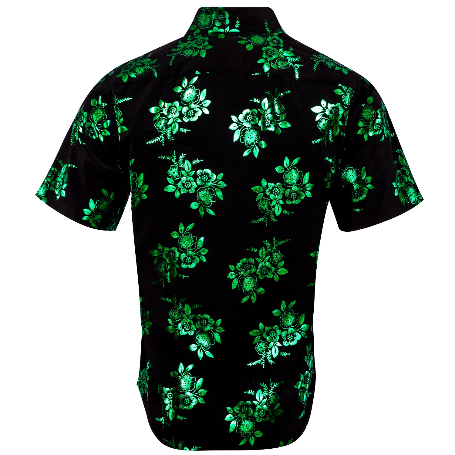 Black Green Floral Men's Short Sleeve Shirt