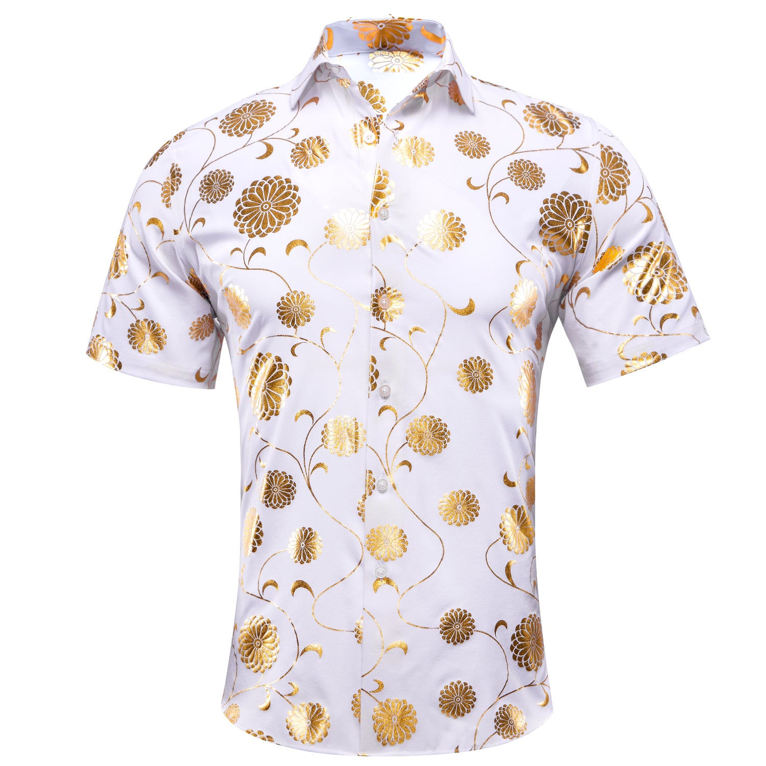 New White Champagne Flower Men's Short Sleeve Shirt
