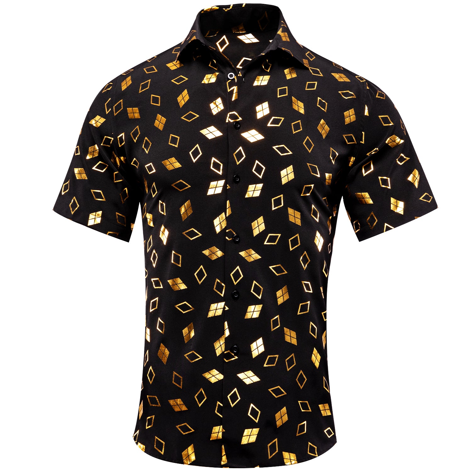 New Black Golden Square Men's Short Sleeve Shirt