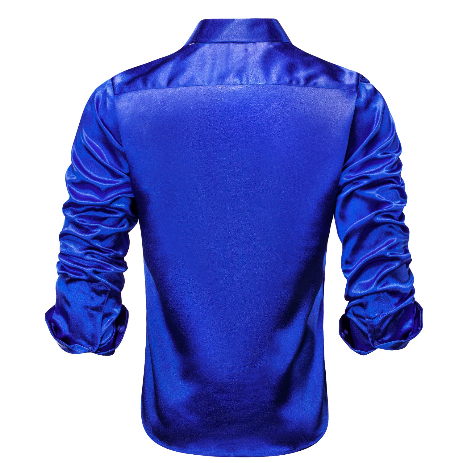 New Royal Blue Satin Silk Men's Long Sleeve Shirt