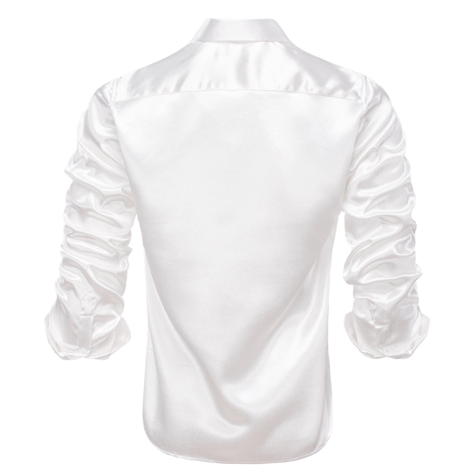 White Satin Silk Men's Long Sleeve Shirt