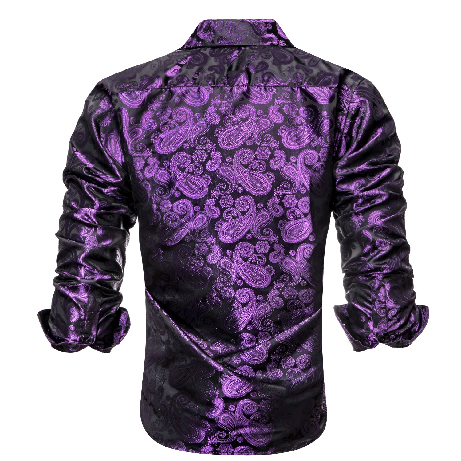 Cadbury Purple Paisley Silk Men's Long Sleeve Shirt Casual