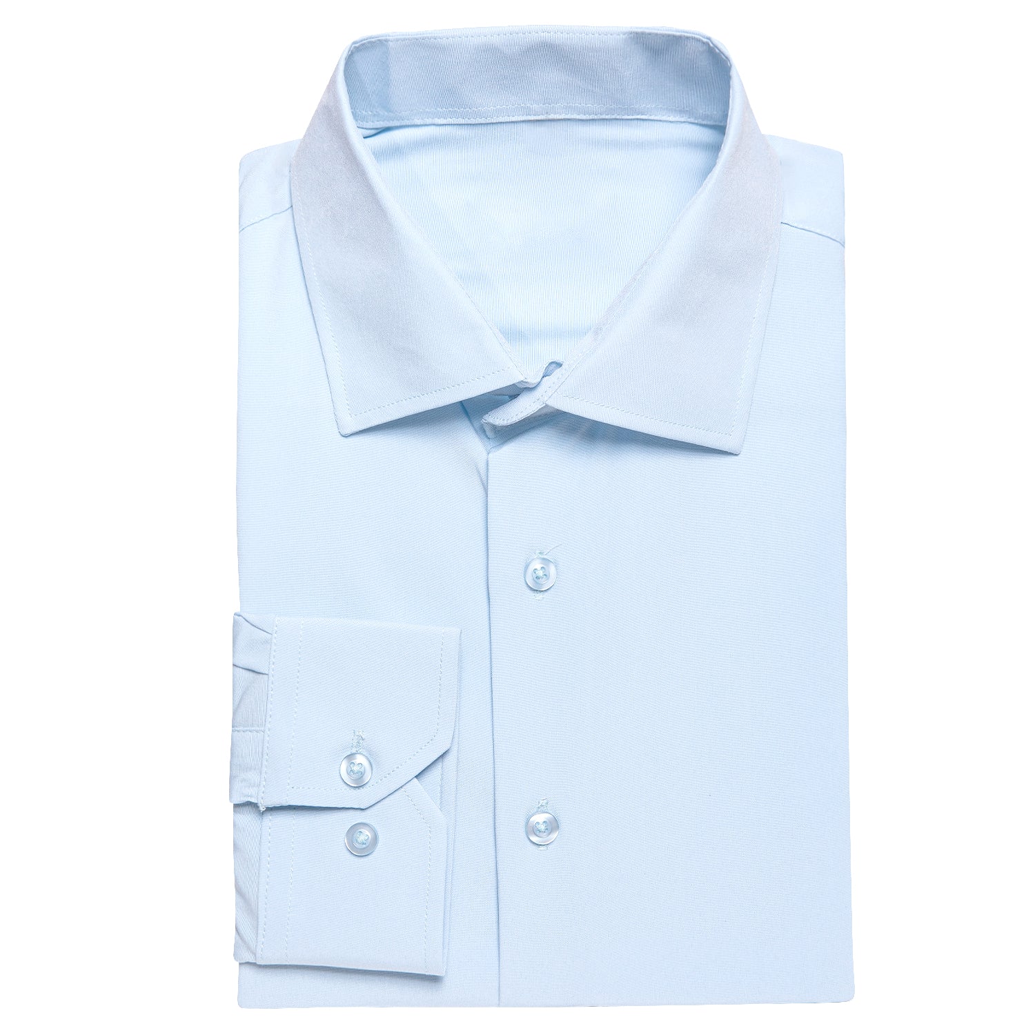 Light Blue Solid Stretch Men's Long Sleeve Shirt