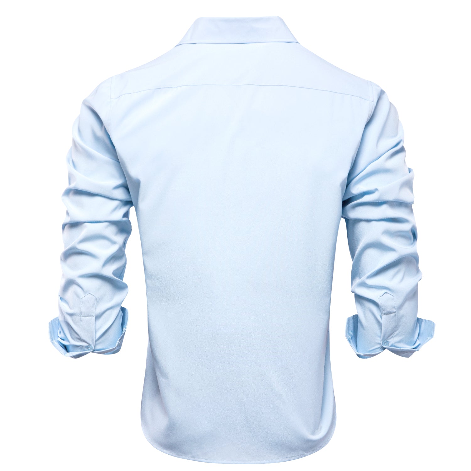 New Light Blue Solid Stretch Men's Long Sleeve Shirt