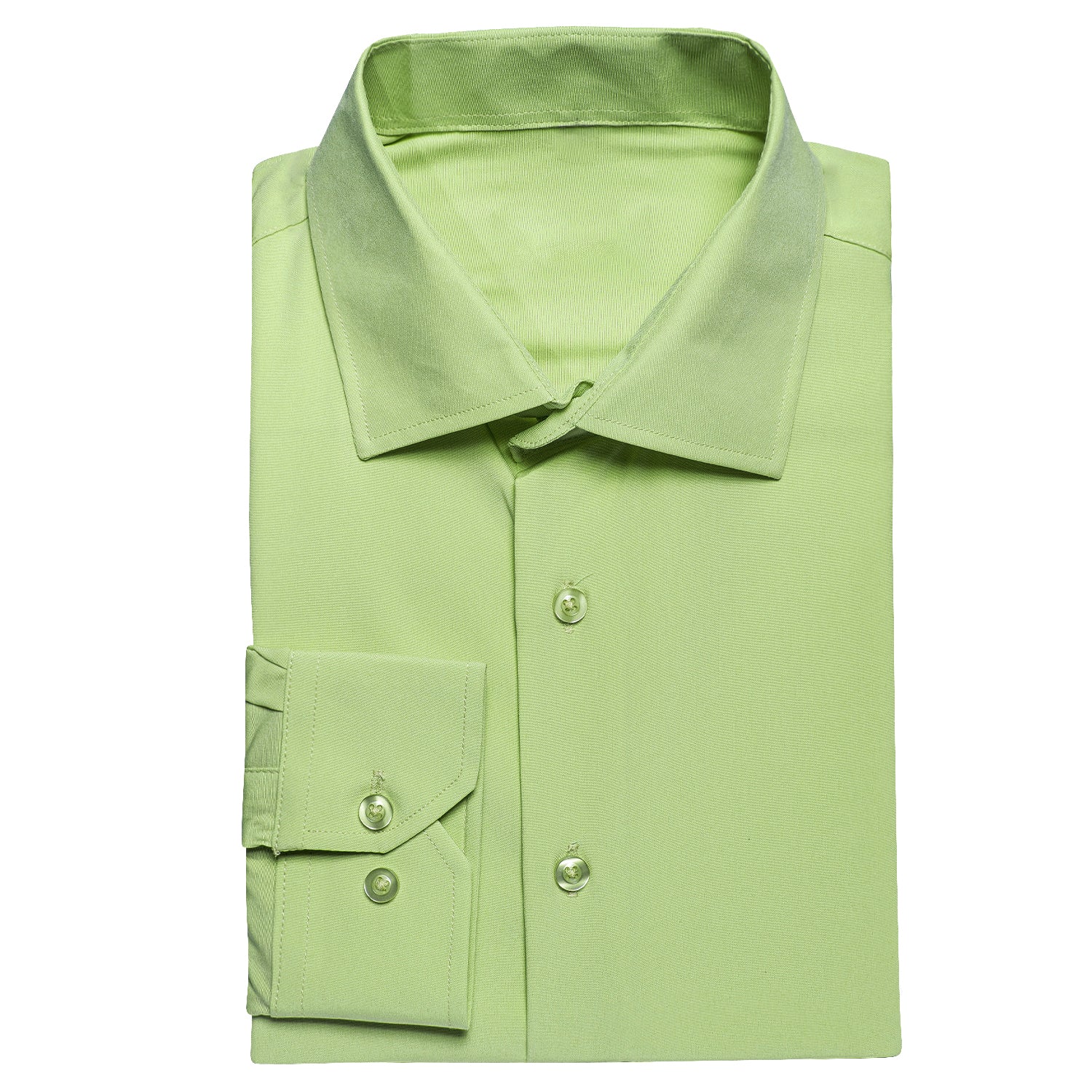 New Apple Green Solid Stretch Men's Long Sleeve Shirt