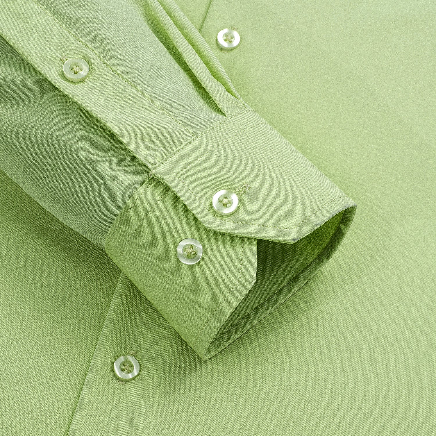 Apple Green Solid Stretch Men's Long Sleeve Shirt