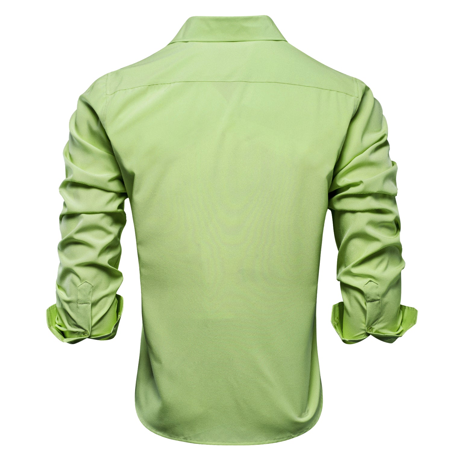 Apple Green Solid Stretch Men's Long Sleeve Shirt