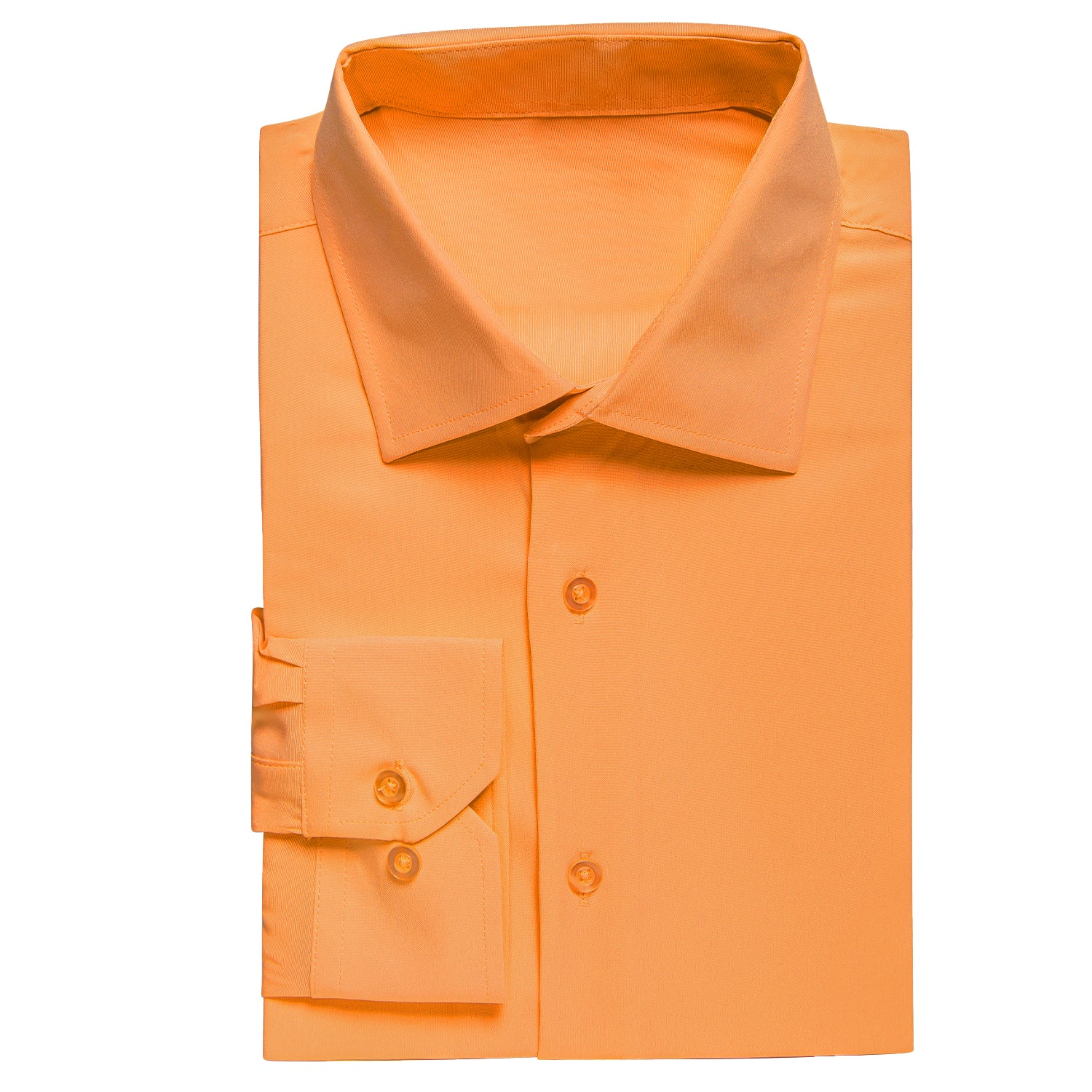 Orange Solid Stretch Men's Long Sleeve Shirt
