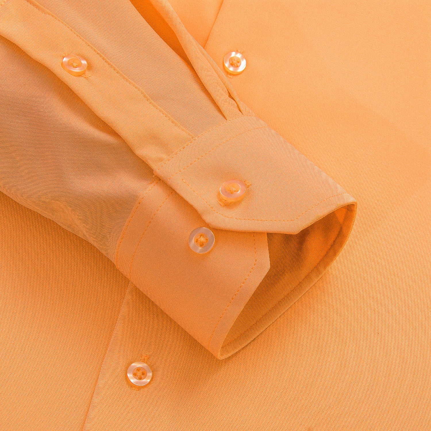 Orange Solid Stretch Men's Long Sleeve Shirt