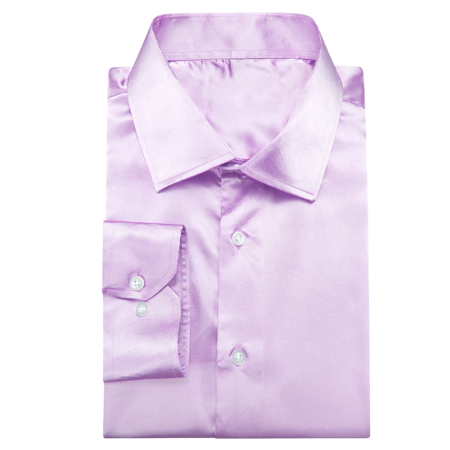 Lilac Purple Solid Satin Men's Long Sleeve Dress Shirt