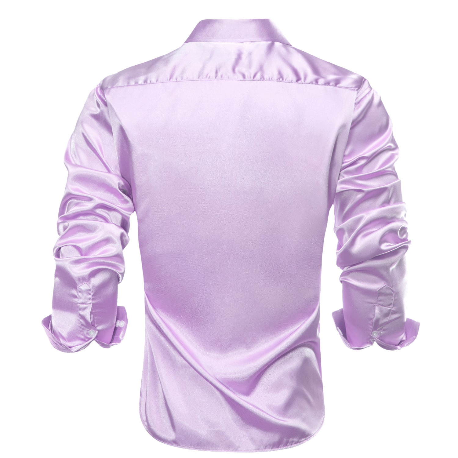 Lilac Purple Solid Satin Men's Long Sleeve Dress Shirt