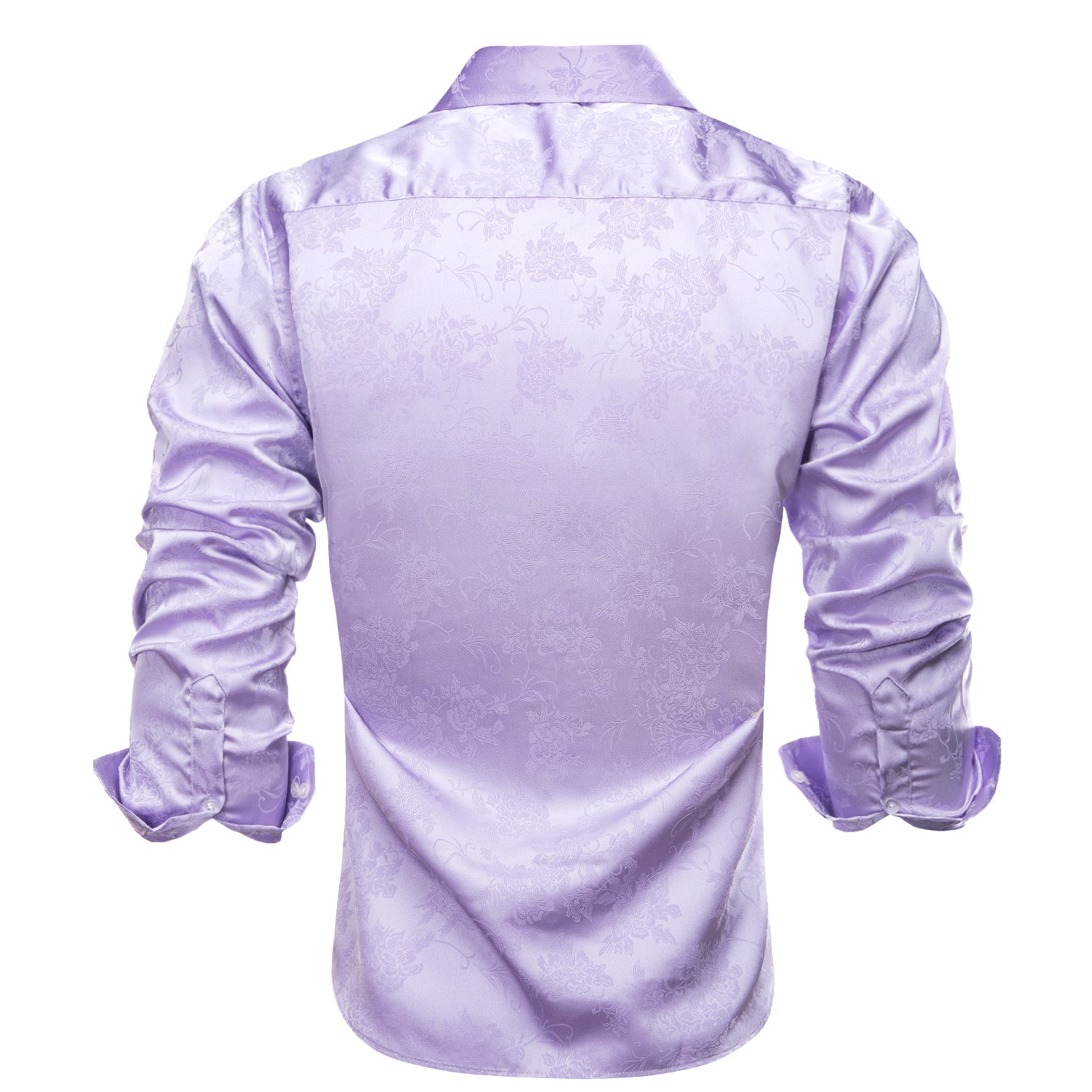 Lilac Purple Floral Silk Men's Long Sleeve Shirt