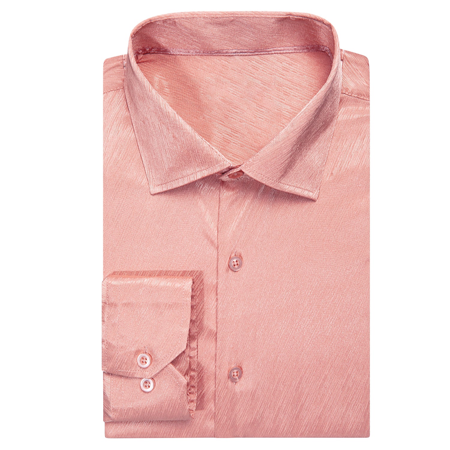 Rose Golden Solid Silk Men's Long Sleeve Shirt