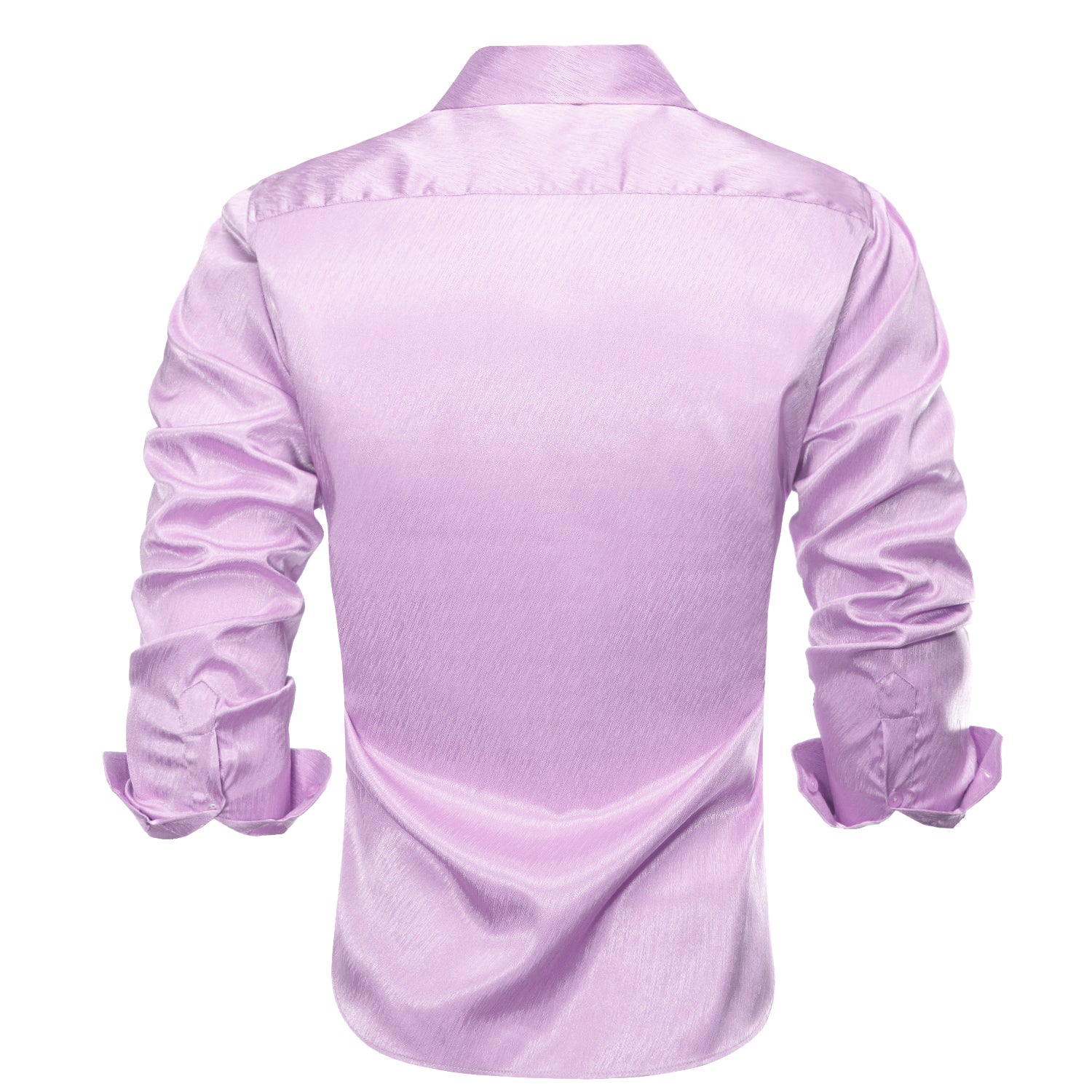 Lilac Purple Solid Silk Men's Long Sleeve Dress Shirt