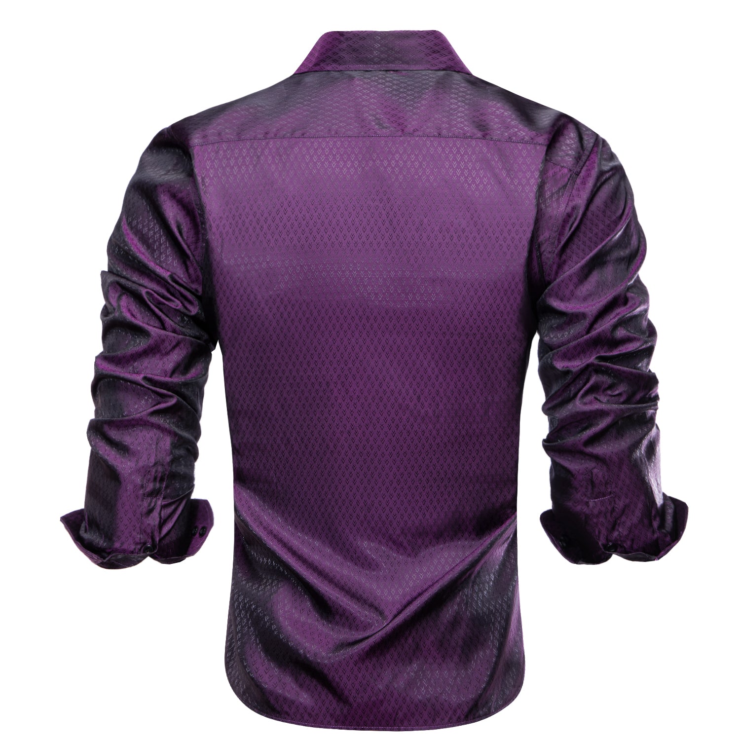 Purple Black Novelty Silk Men's Long Sleeve Shirt