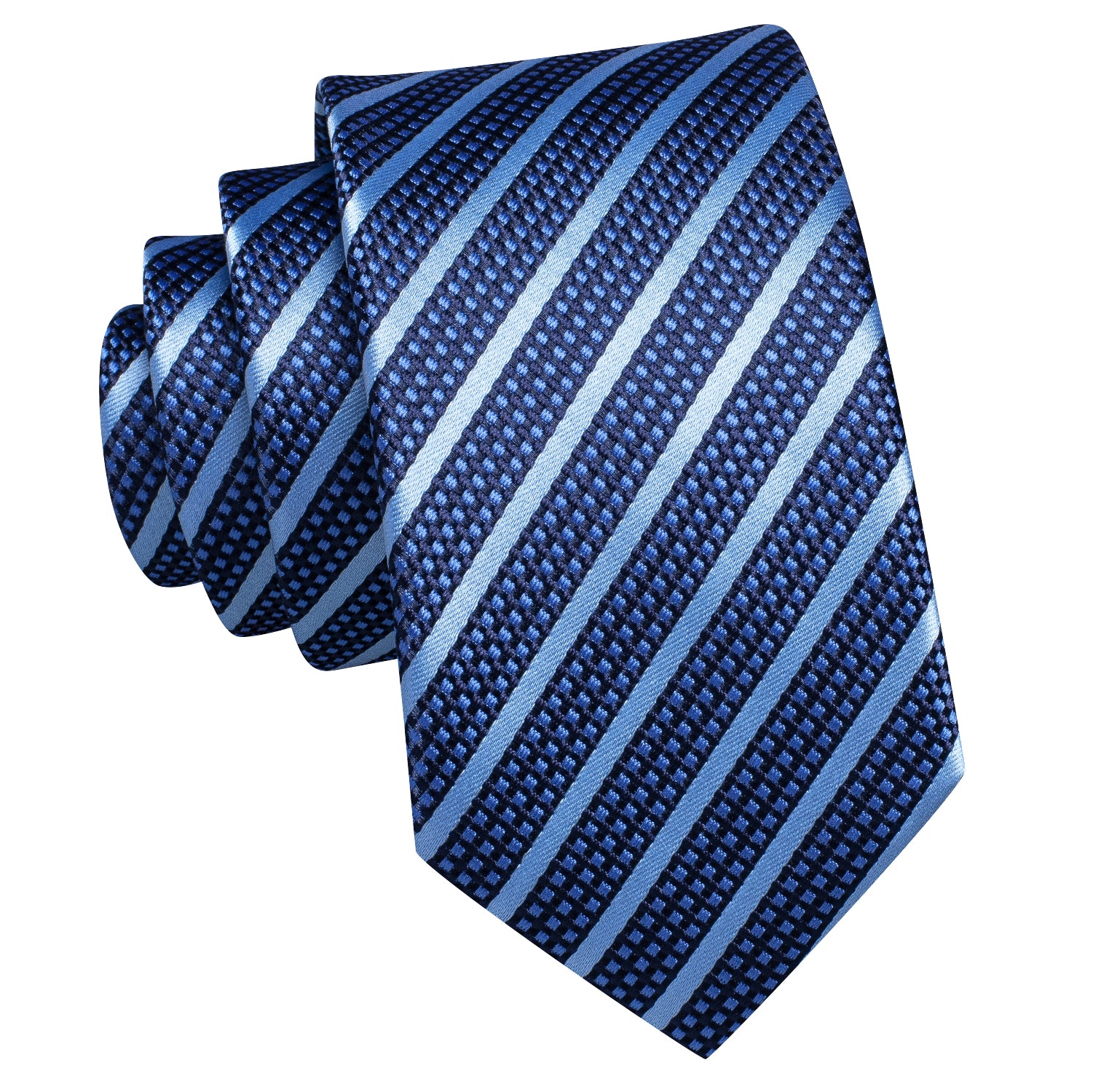 Hi-Tie Classic Blue Striped Children's Kids Boys Tie Pocket Square 6cm