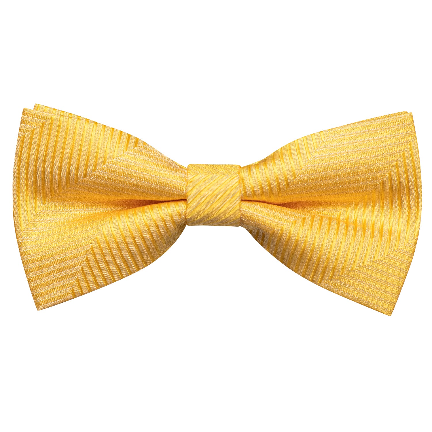 New Yellow Striped Pre-tied Bow Tie Hanky Cufflinks Set