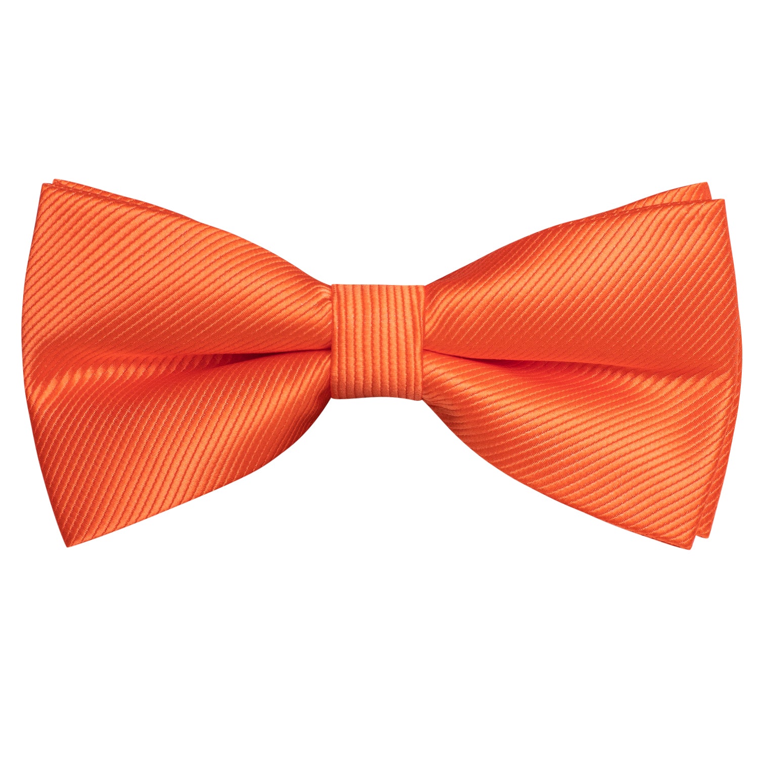 Deep Orange Striped Pre-tied Bow Tie Hanky Cufflinks Set