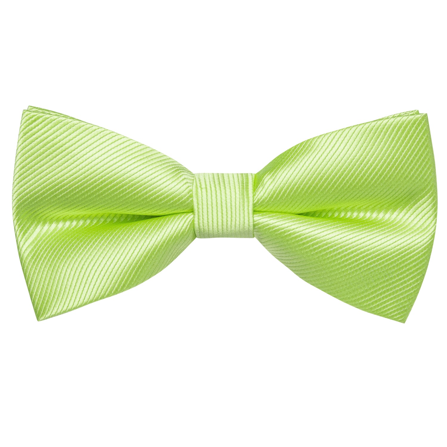 Apple Green Striped Pre-tied Bow Tie Hanky Cufflinks Set