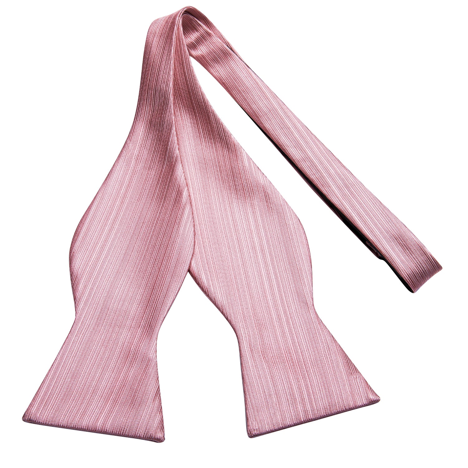 Pink Solid Self-tied Bow Tie Pocket Square Cufflinks Set