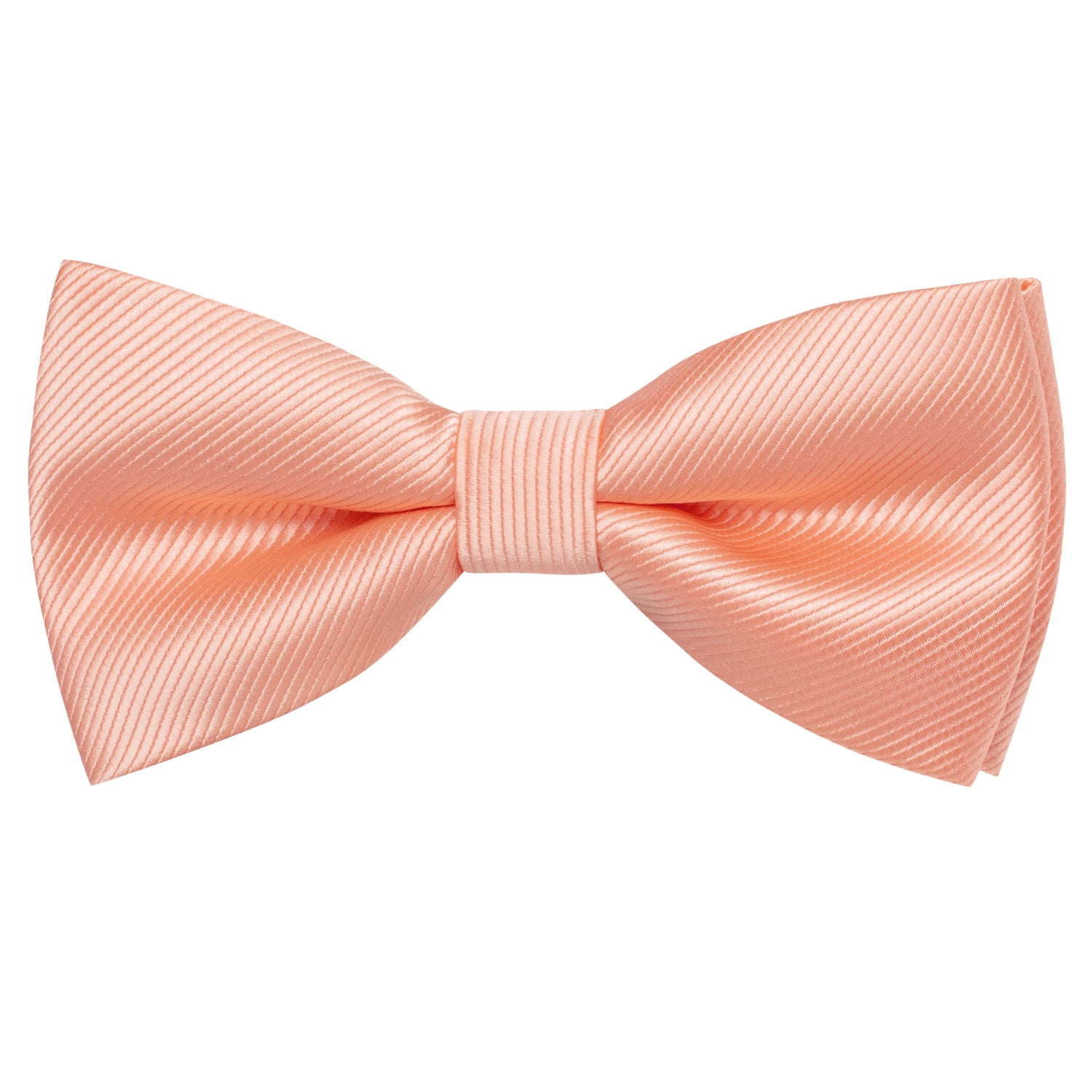Coral Pink Striped Pre-tied Bow Tie Hanky Cufflinks Set